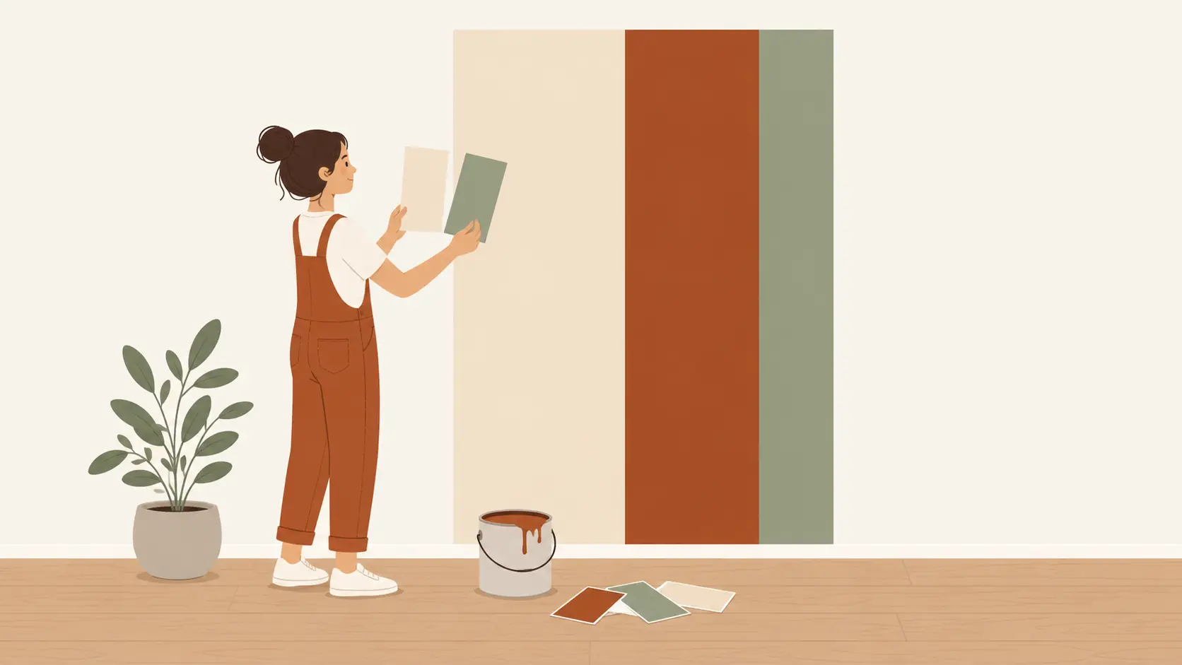 Illustration de deux couleurs de peinture associées sur un mur