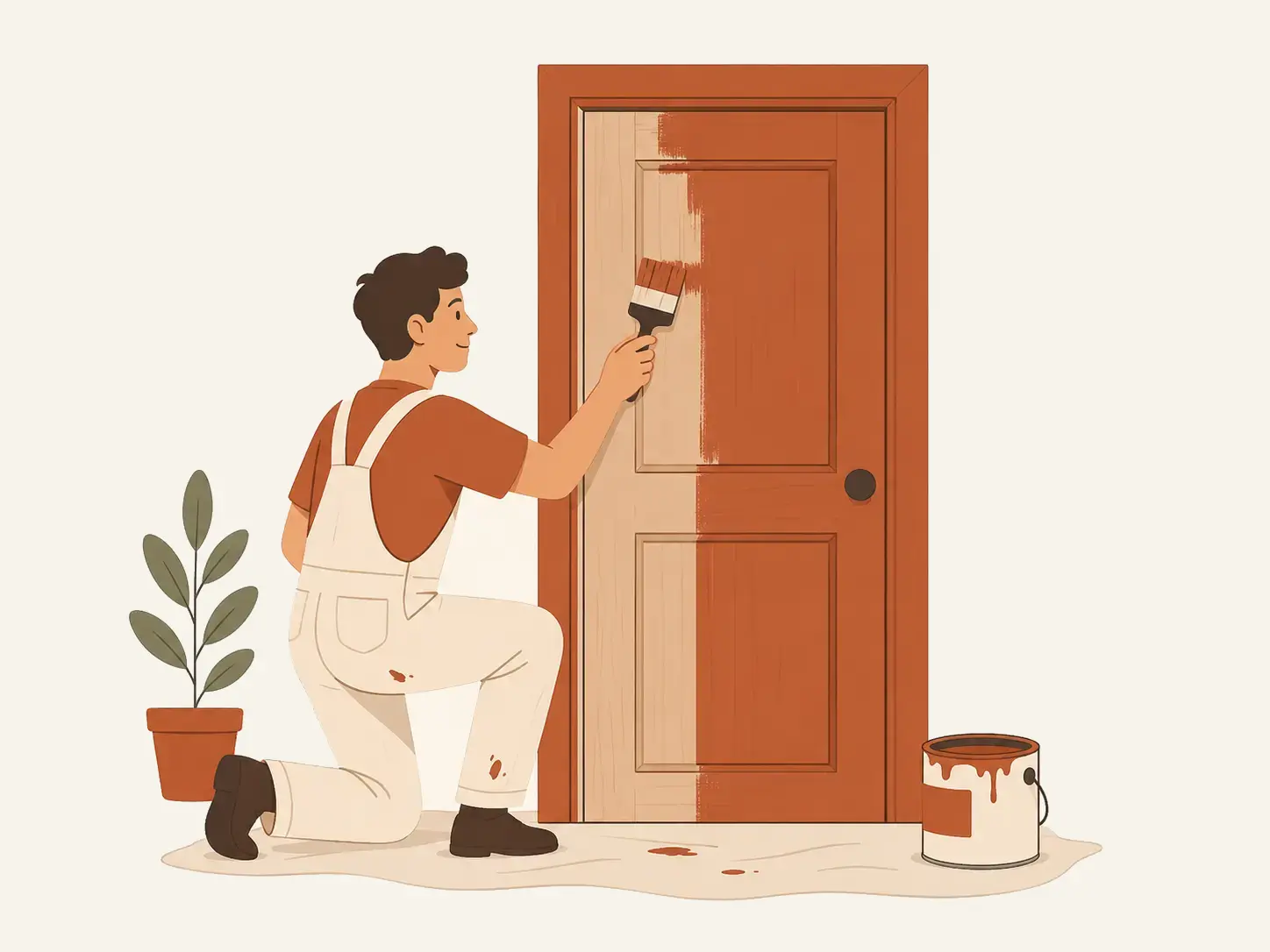 Illustration d'une personne peignant une porte