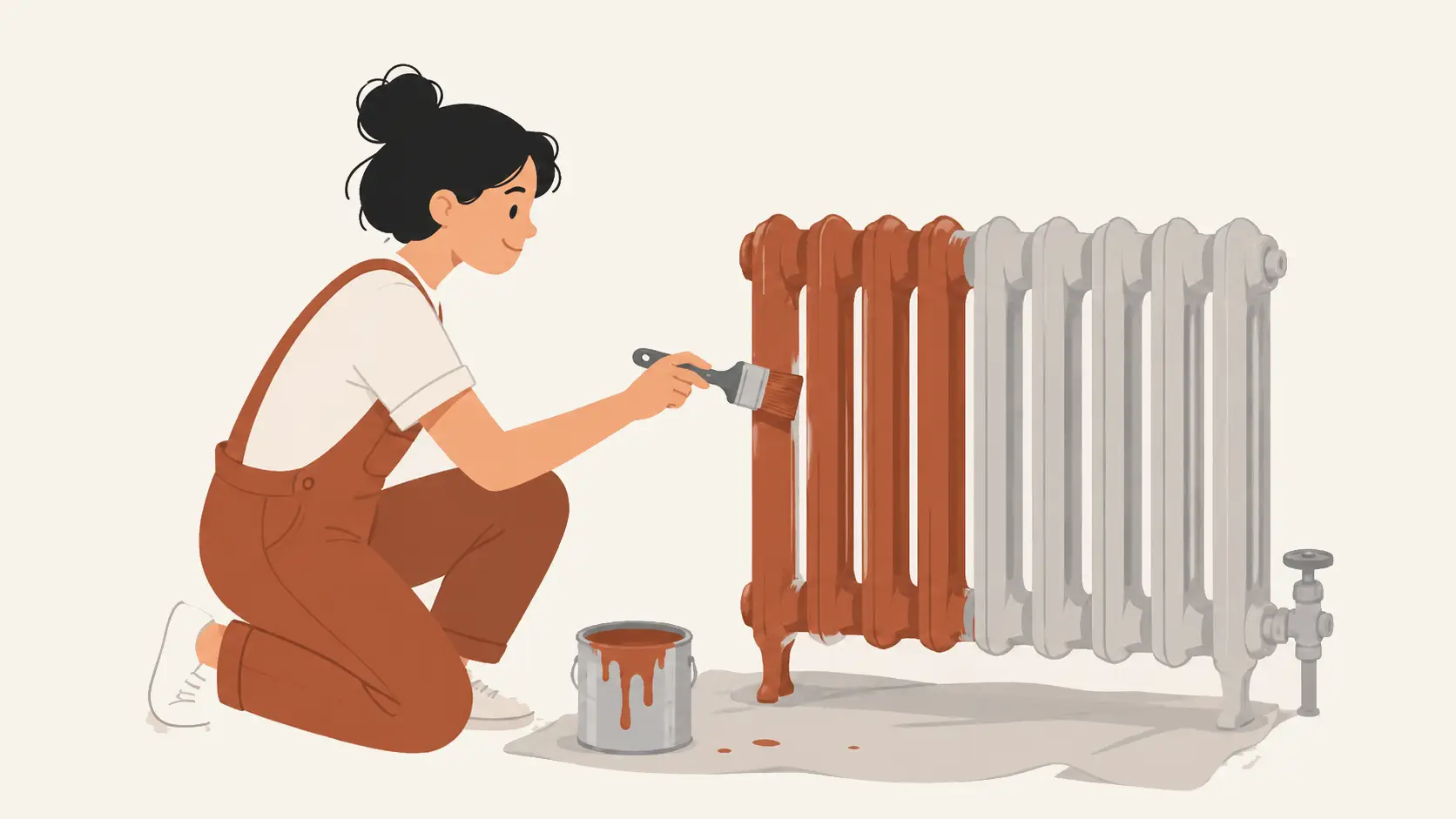 Illustration d'une personne repeignant un radiateur