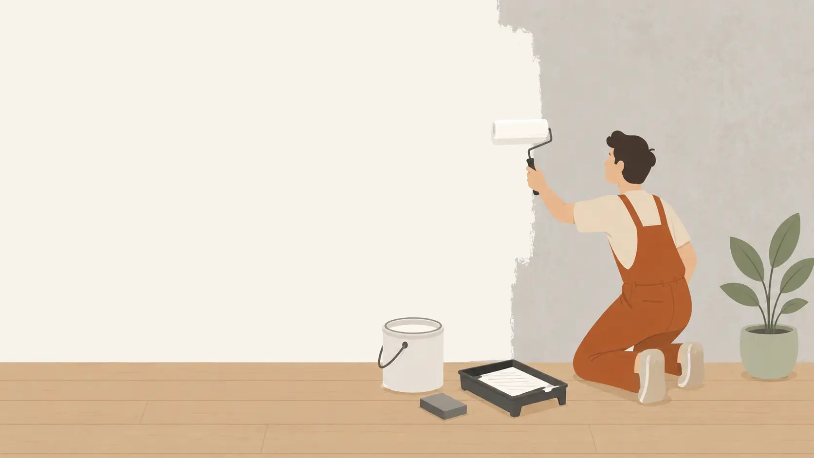 Illustration d'une personne préparant un mur avant de peindre